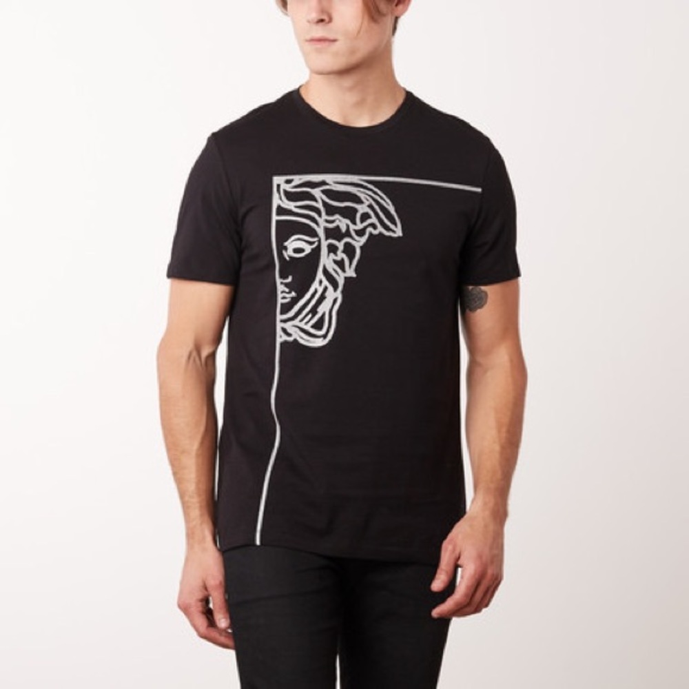 Rare Black and Silver Versace Collection Medusa head graphic tee in medium NWOT